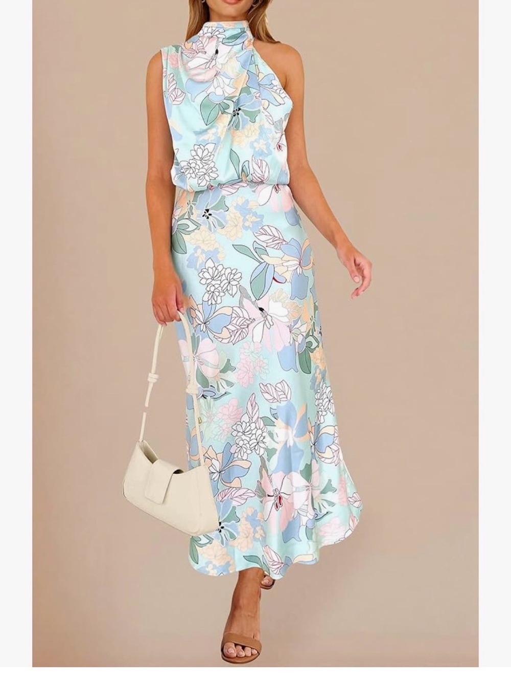Floral Midi Dress in Pastel Aqua - Brand Unspecified
